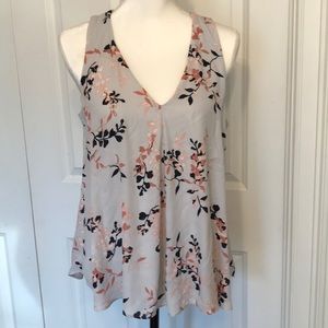 Loft Outlet Floral Tank Gray Size Medium